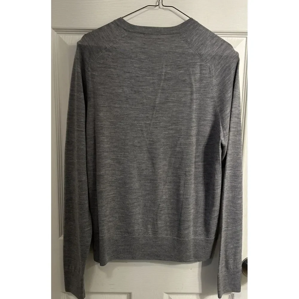 Brooks Brothers Red Fleece Sweater Mens Medium‎ Gray Merino Grunge Preppy